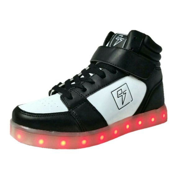 Electric Styles LED Shoes Men's Light Up Glow Sneakers High Top Bolt Rave EDM - Picture 1 of 9